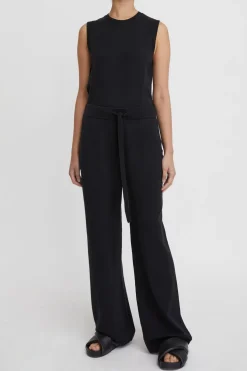 Cotton Cashmere Wide Leg Pant